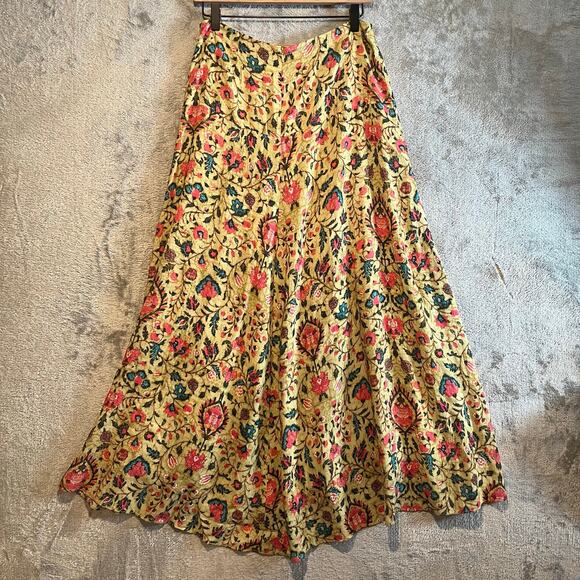 Peruvian Connection Jaipur Maxi Skirt Sz 6 olive green floral Boho Cottage Fairy - Picture 6 of 7